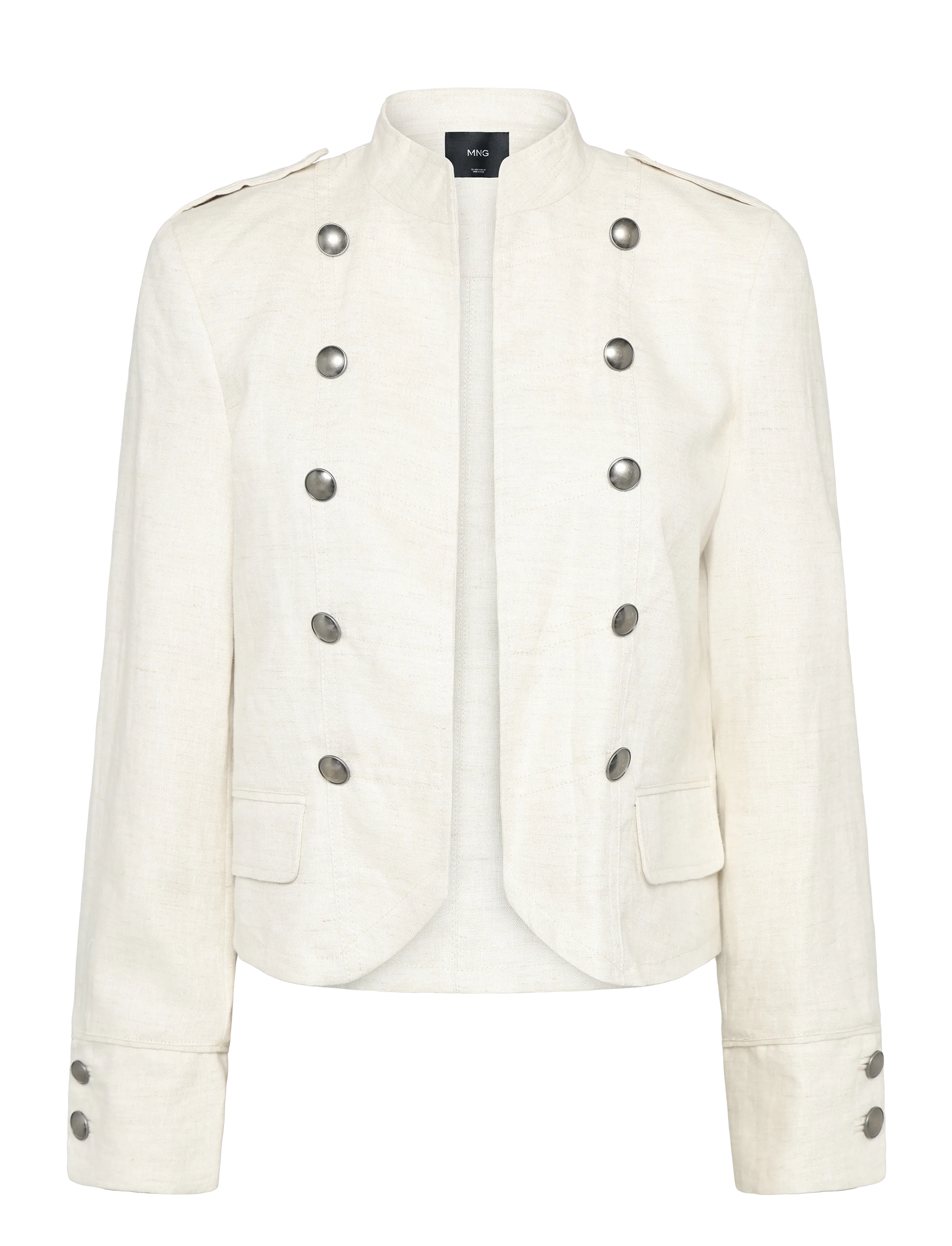 MANGO 100% Linen Jacke With Buttons Beige - M - Damen