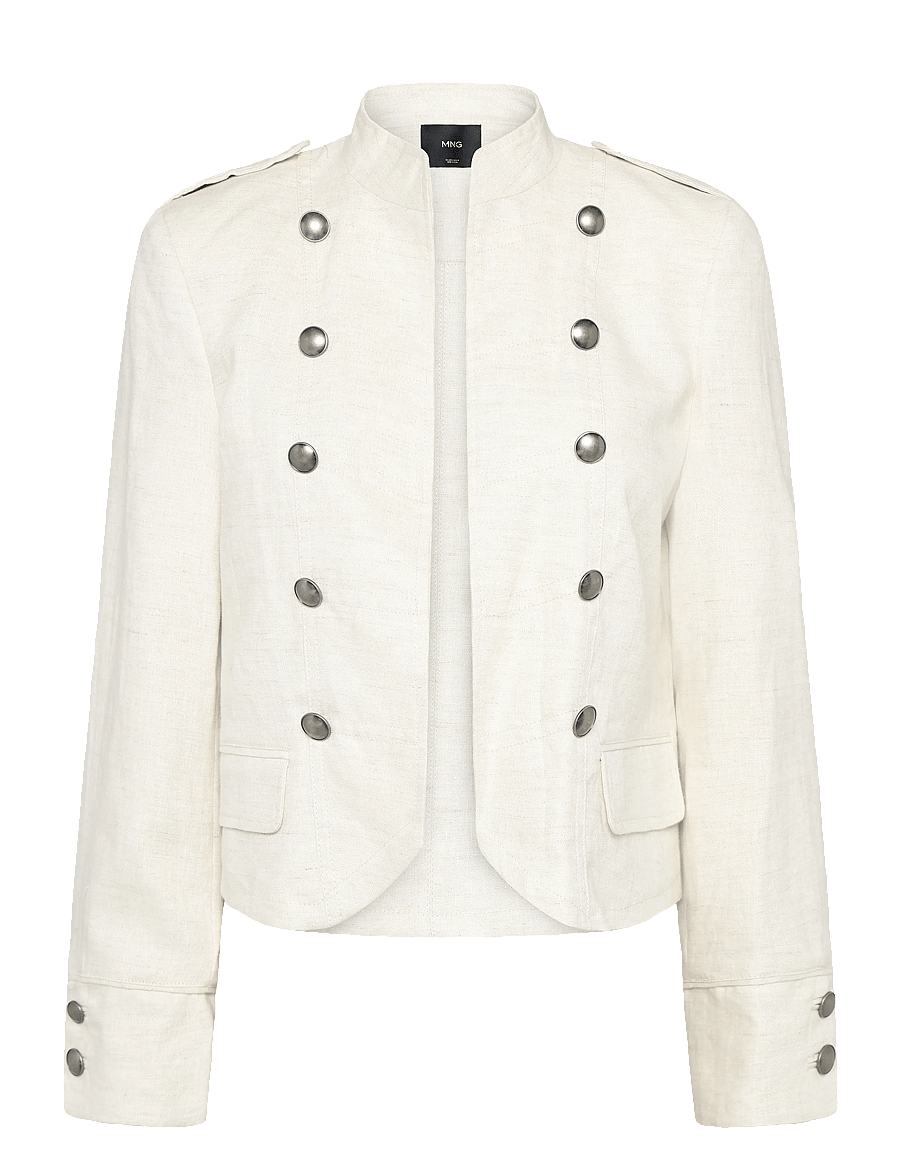 Mango - 100% linen jacket with buttons - korta kavajer - light beige - 1