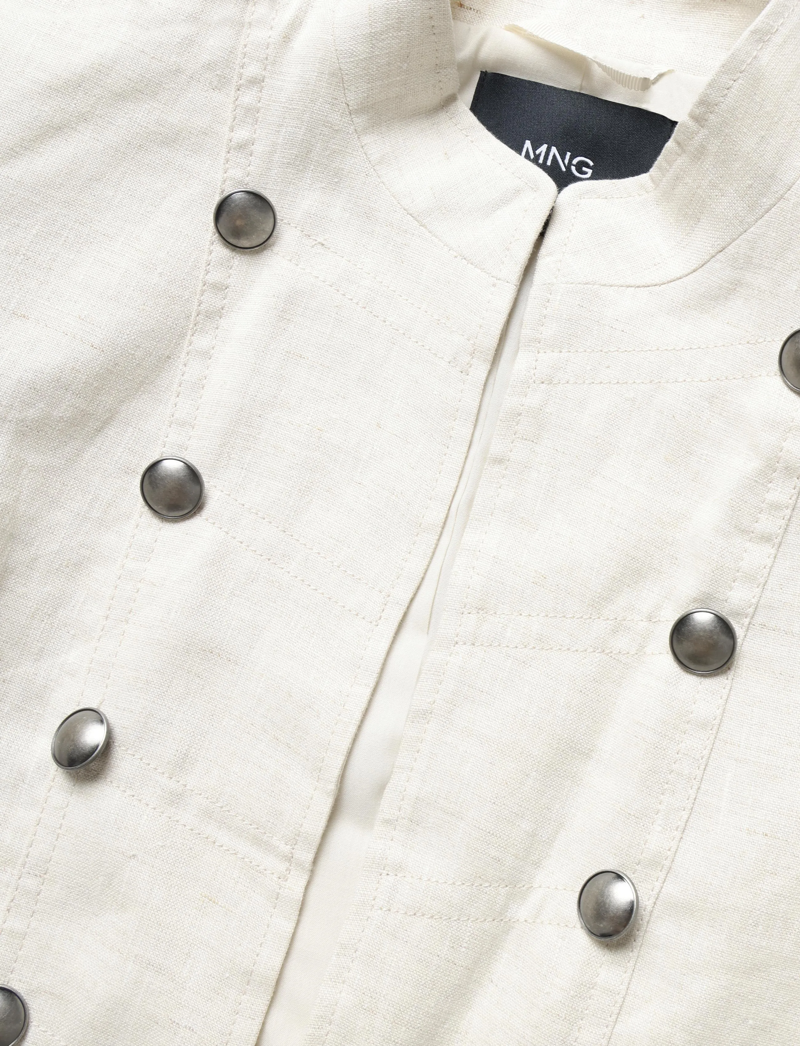 Mango - 100% linen jacket with buttons - korta kavajer - light beige - 4