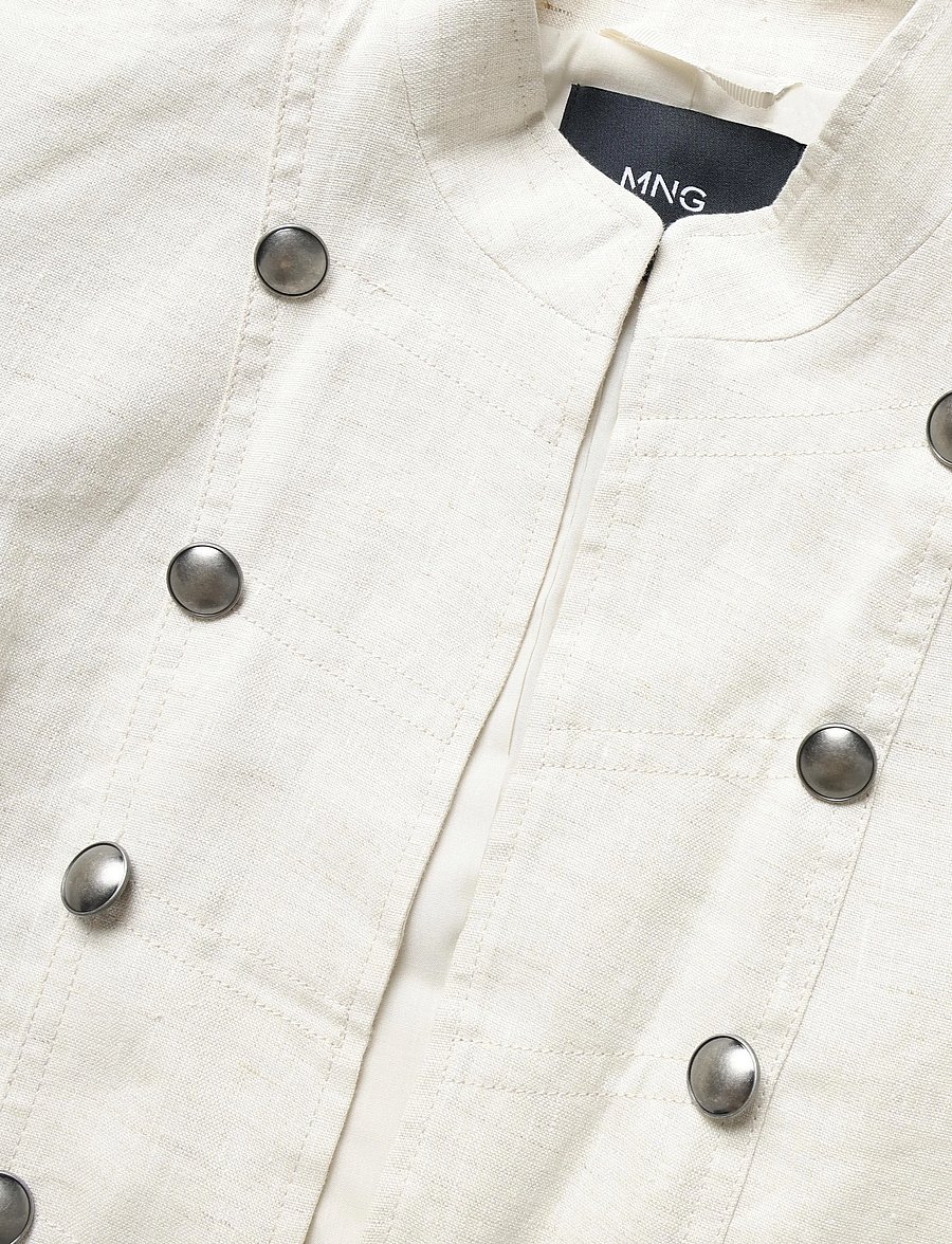 Mango - 100% linen jacket with buttons - korta kavajer - light beige - 4
