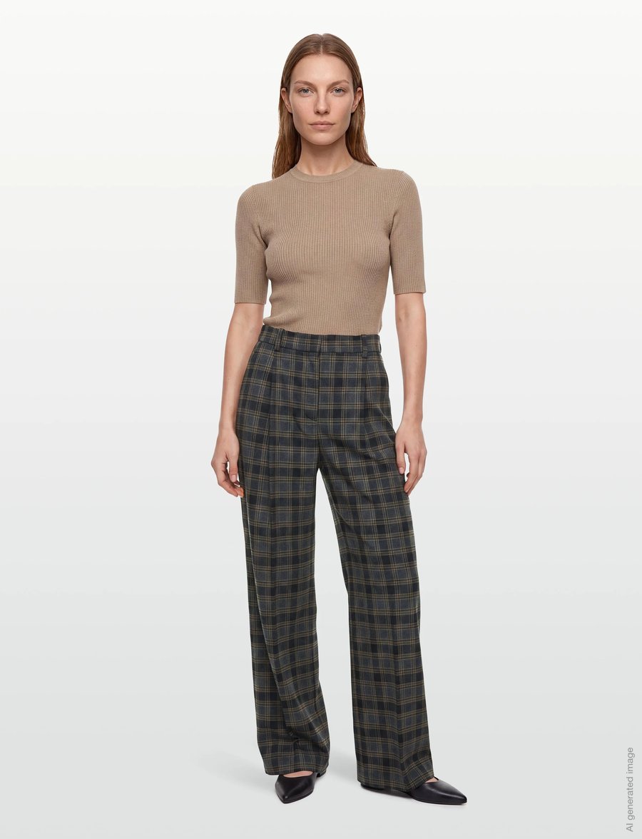 Mango - Straight-fit pleated trousers - vide bukser - brown - 0