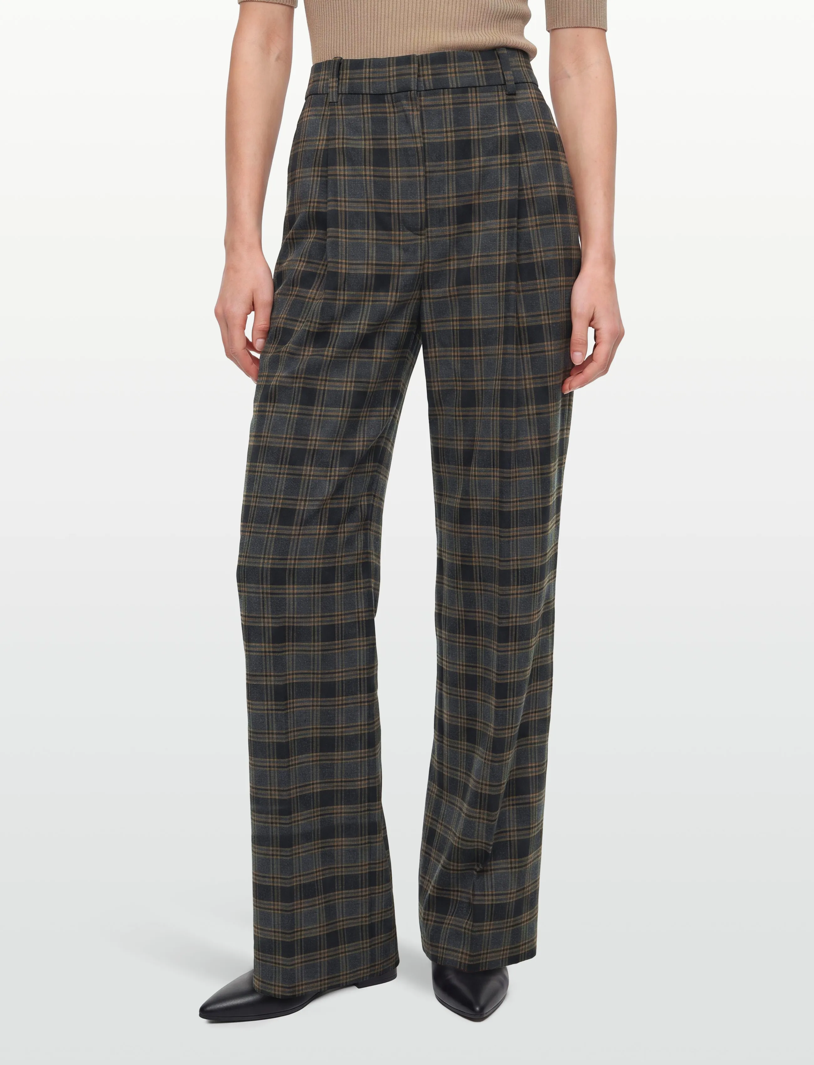 Mango - Straight-fit pleated trousers - vide bukser - brown - 3