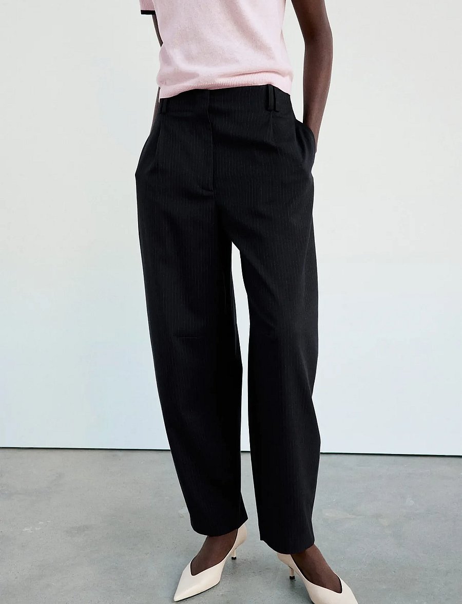 Mango - High-waisted balloon trousers - barrel-bukser - navy - 0