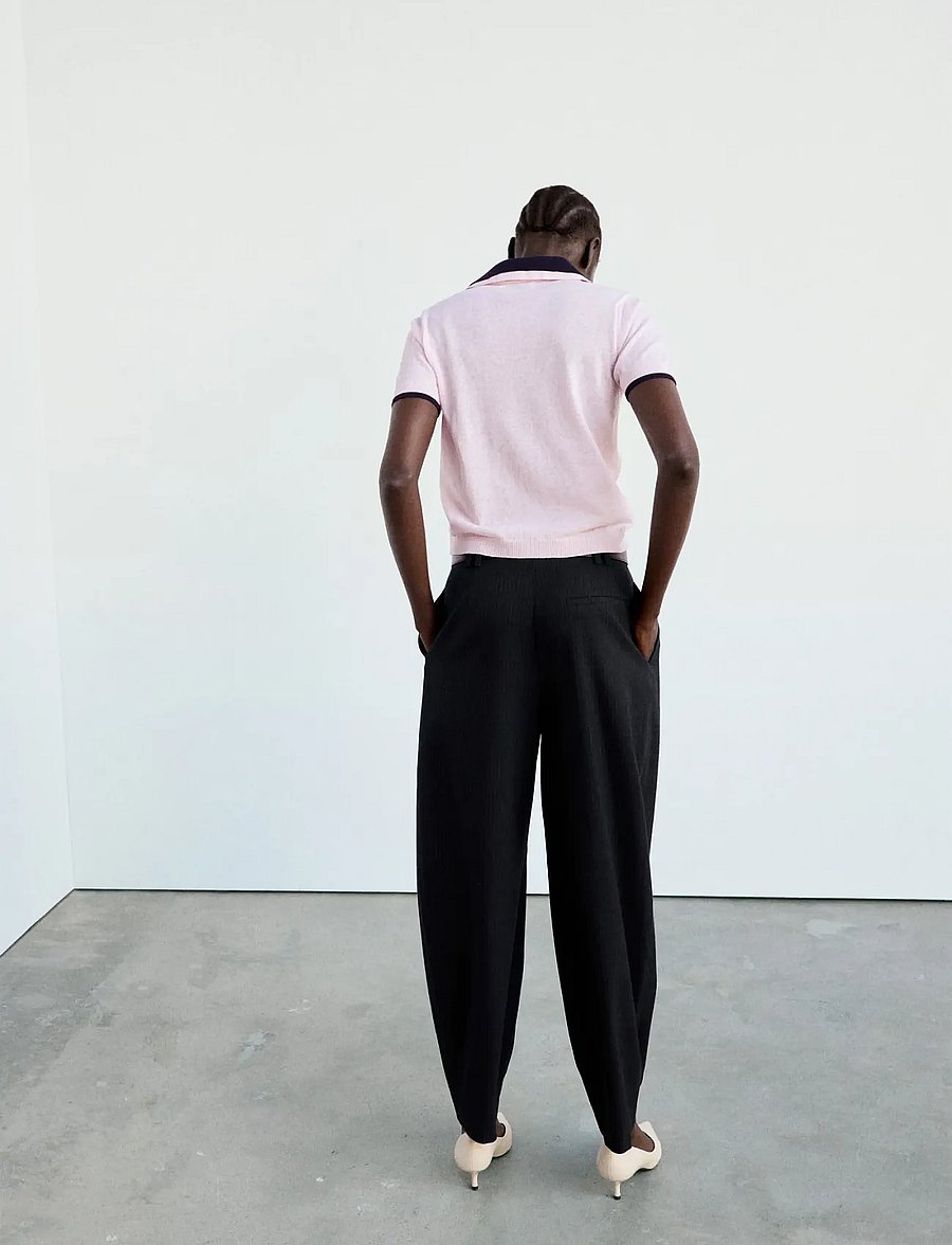 Mango - High-waisted balloon trousers - barrel-bukser - navy - 3