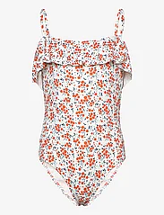 Mango - Ruffled floral print swimsuit - kesälöytöjä - white - 0