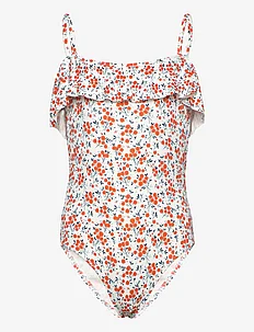 Ruffled floral print swimsuit, Mango