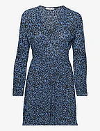 Textured floral-pattern dress - MEDIUM BLUE