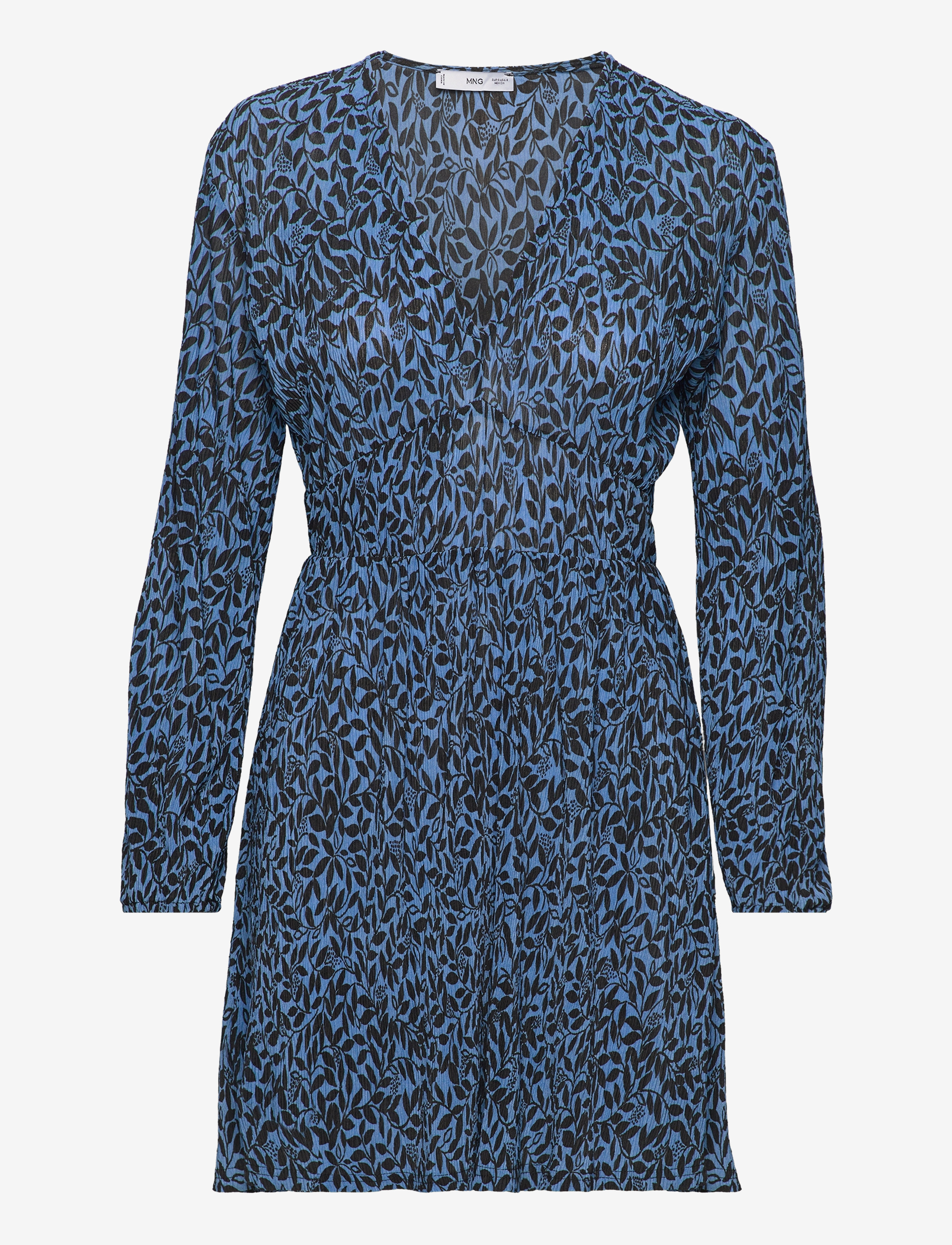 Mango Textured floral-pattern dress - Korta klänningar - MEDIUM BLUE / blue