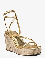 Metallic wedge sandals with straps - GOLD