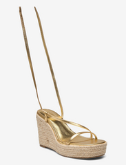 Mango - Metallic wedge sandals with straps - højhælede espadrillos - gold - 5
