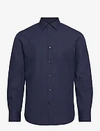 Slim fit stretch cotton suit shirt - NAVY