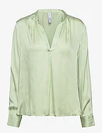 Mandarin-collar satin blouse - GREEN