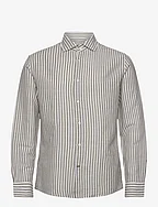 Slim fit striped linen shirt - BEIGE - KHAKI