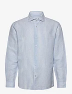 Slim fit striped linen shirt - LT-PASTEL BLUE