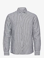 Slim fit striped linen shirt - NAVY