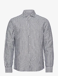 Slim fit striped linen shirt, Mango