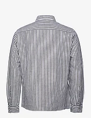 Mango - Slim fit striped linen shirt - linneskjortor - navy - 1