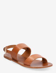 Leather sandals with straps - BROWN