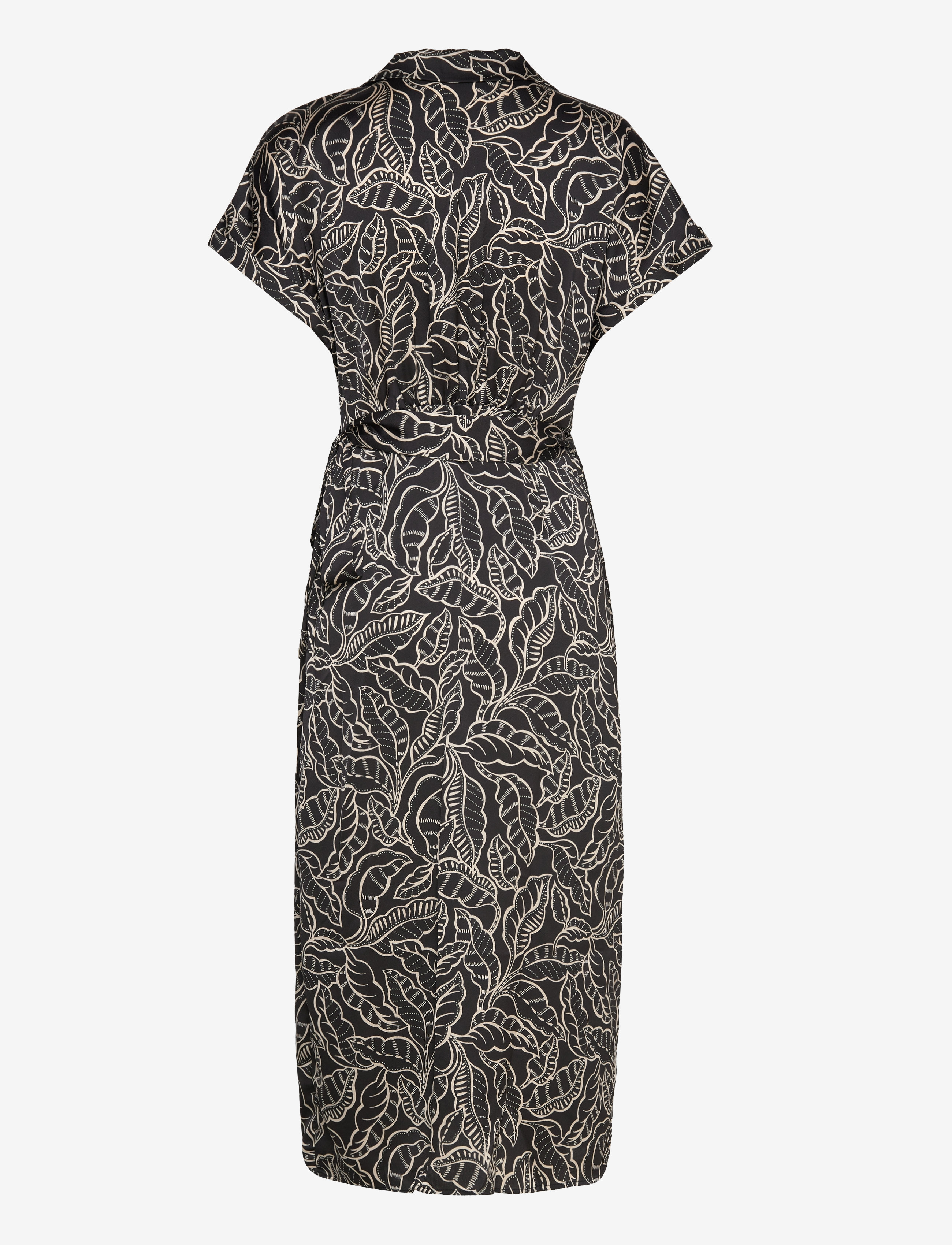 Mango - Print wrap dress - midiklänningar - black - 1