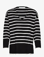 Oversized striped sweater - BLACK