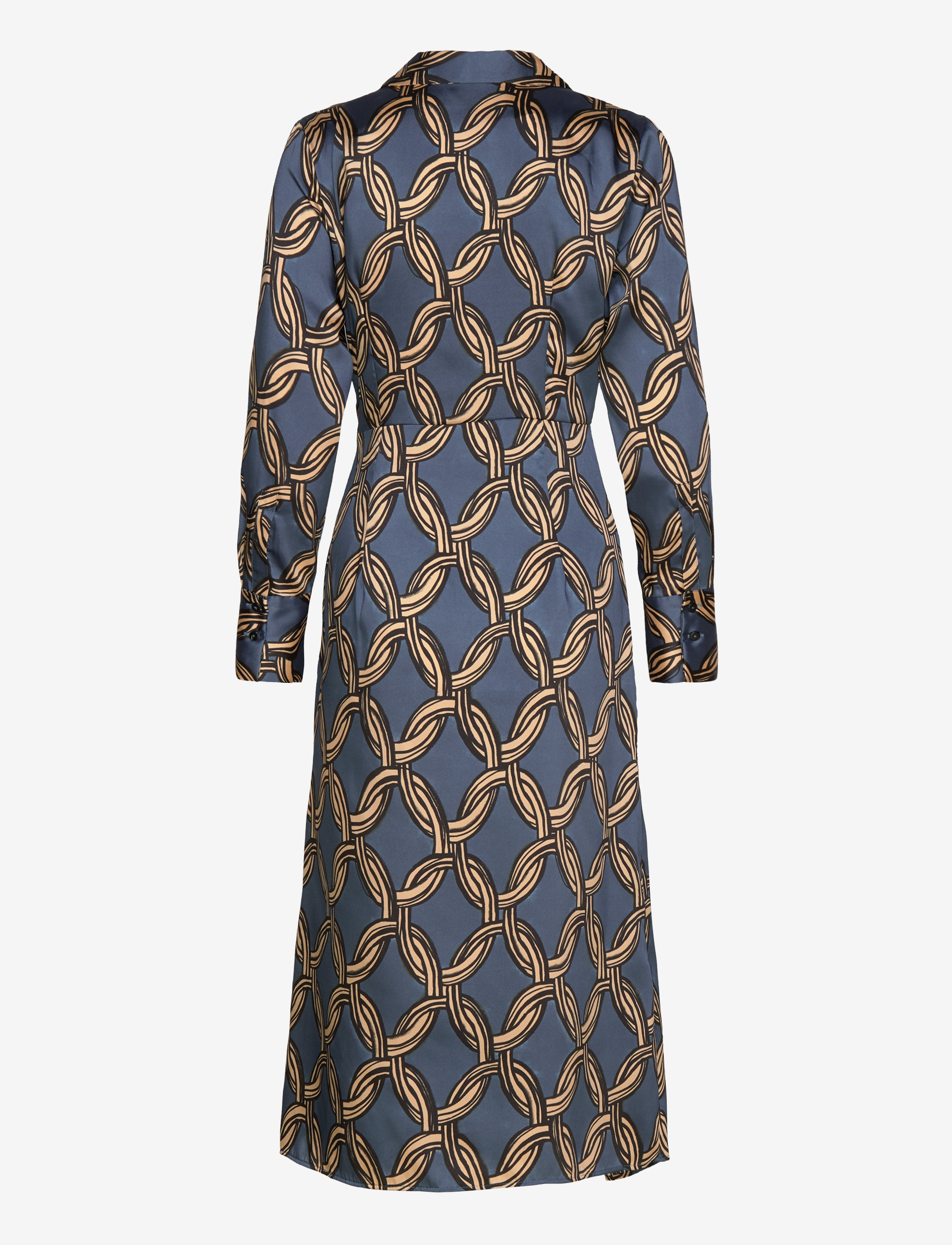 Mango - Chain-print midi-dress - skjortekjoler - medium blue - 1