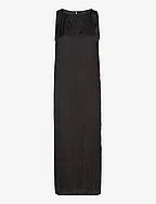 Black textured midi-dress - BLACK