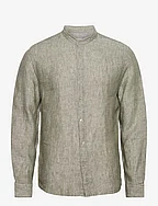 100% linen Mao collar shirt - BEIGE - KHAKI