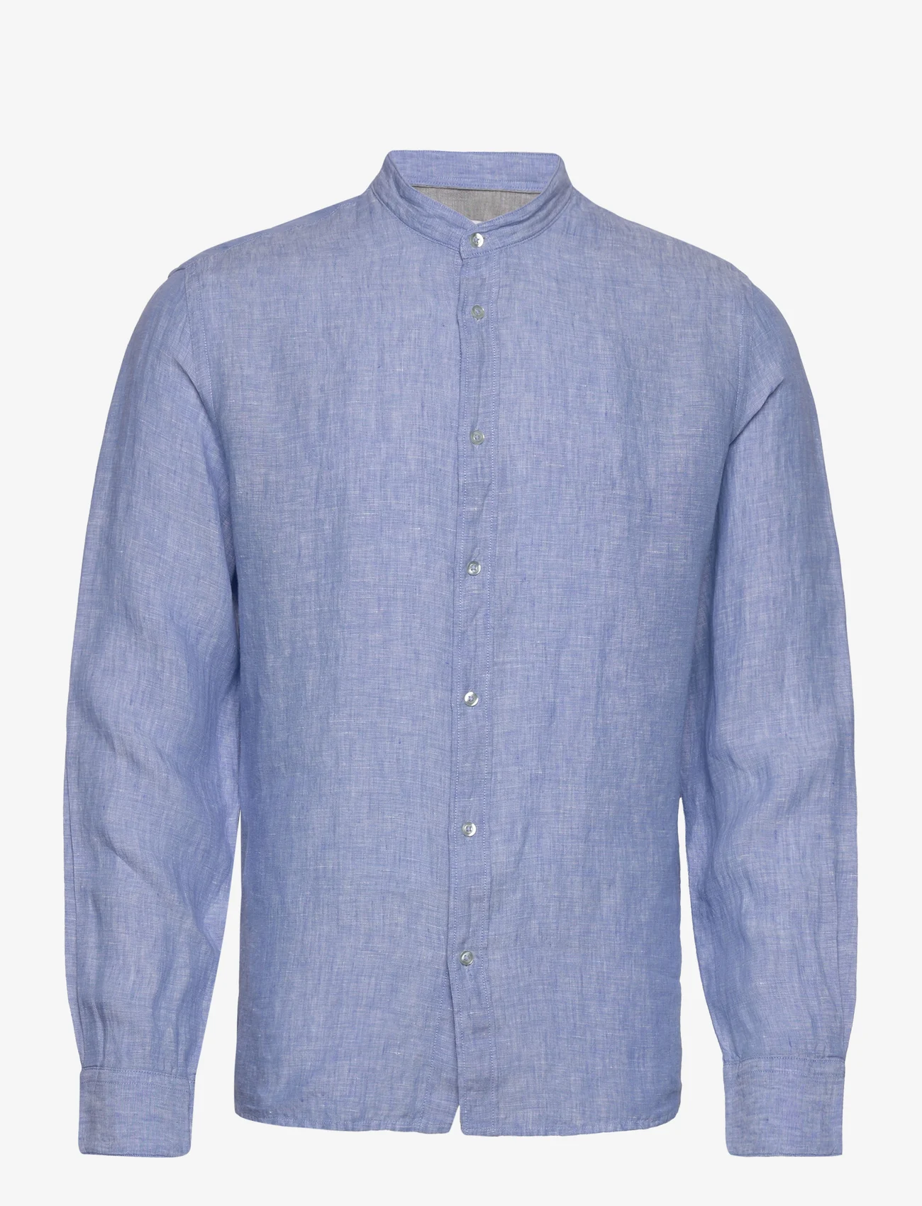 Mango - 100% linen Mao collar shirt - lt-pastel blue - 0