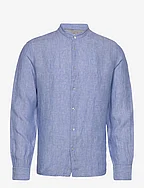 100% linen Mao collar shirt - LT-PASTEL BLUE