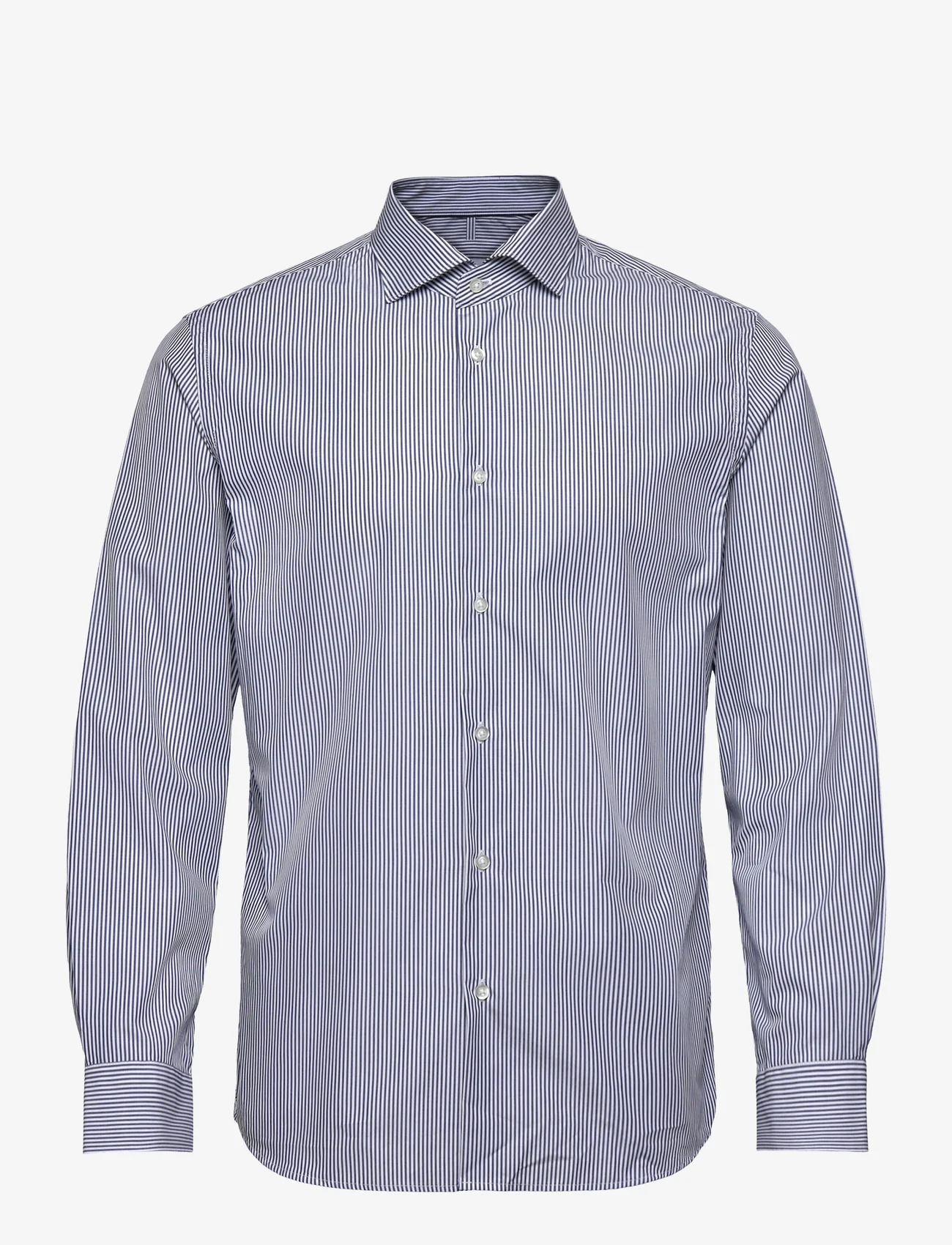 Mango - Slim fit striped cotton shirt - penskjorter - navy - 0