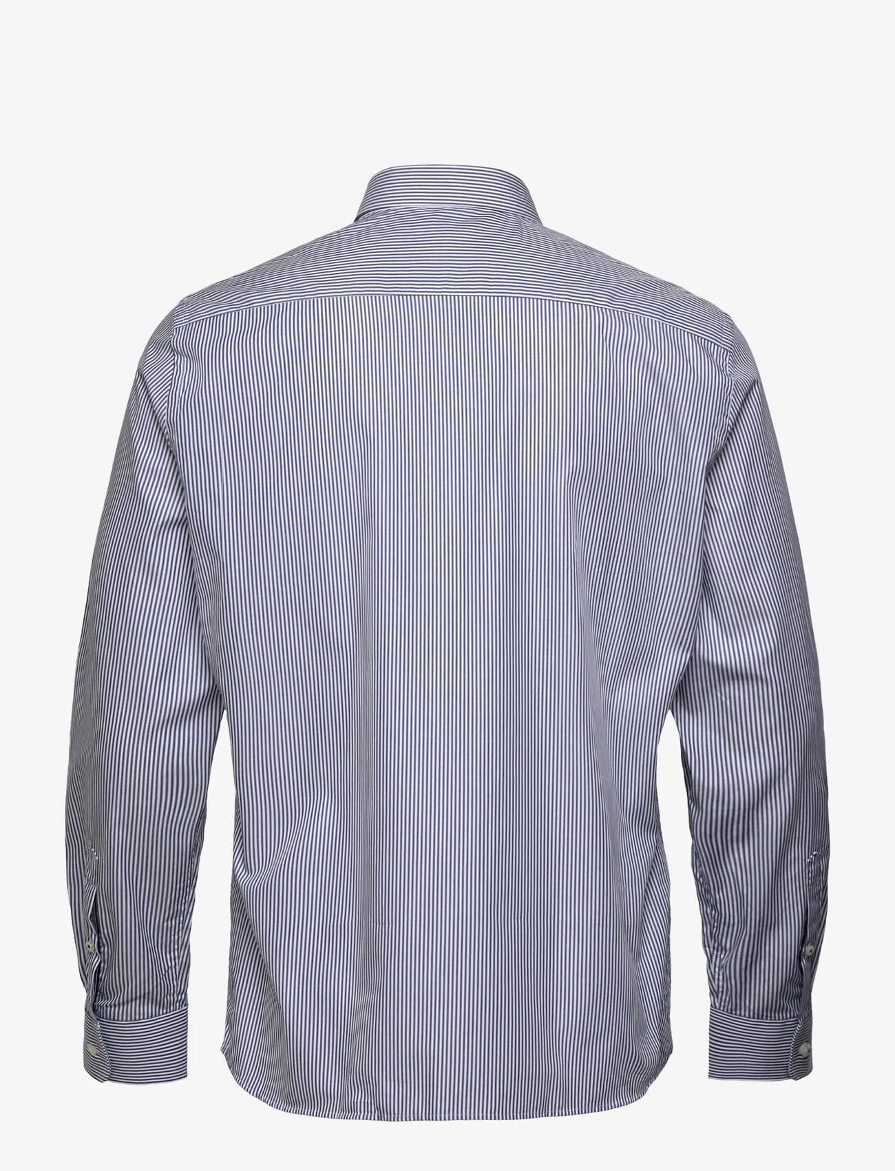 Mango - Slim fit striped cotton shirt - penskjorter - navy - 1