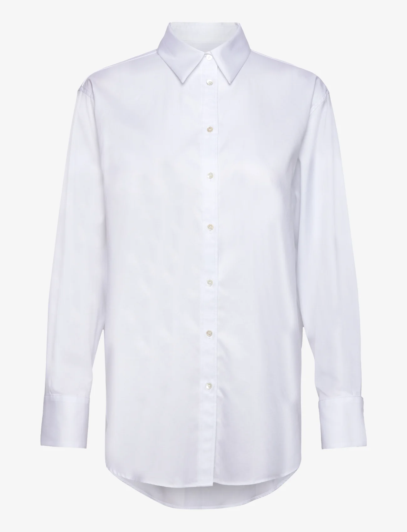 Mango - Oversize cotton shirt - langermede skjorter - white - 0