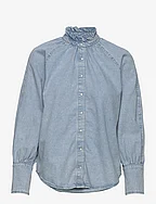 Puffed sleeves denim shirt - OPEN BLUE