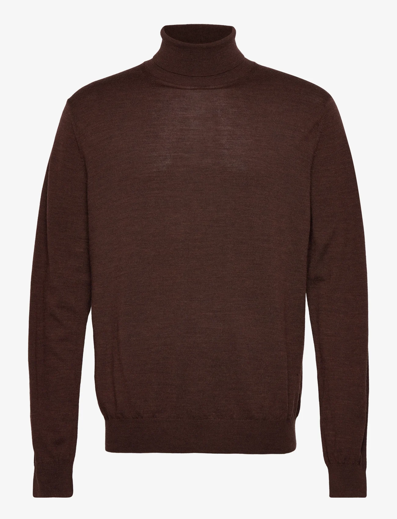 Mango - 100% merino wool sweater - stickade basplagg - dark brown - 0
