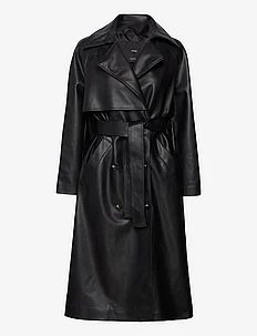 Oversize leather-effect trench coat, Mango
