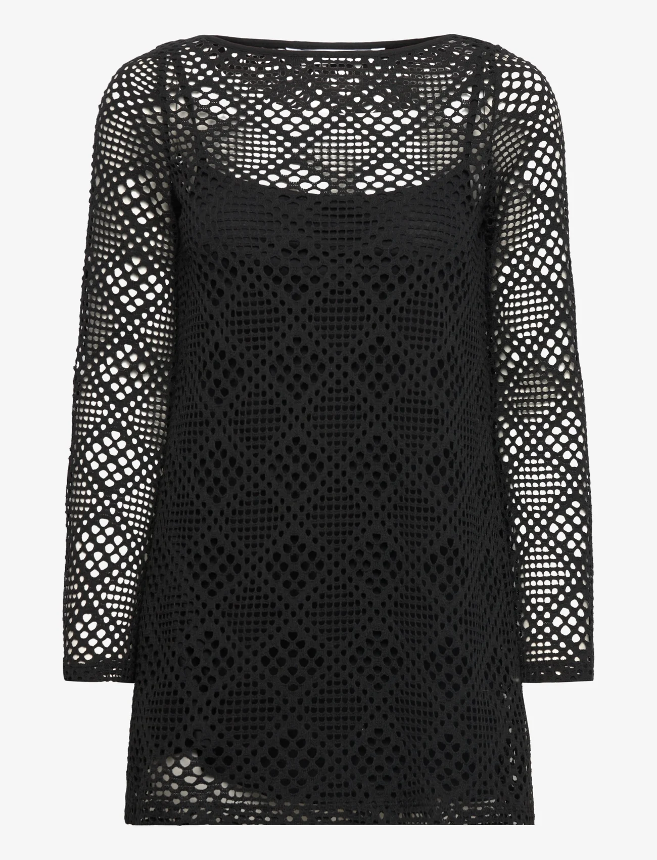 Mango - Geometric-pattern openwork dress - strikkede kjoler - black - 0