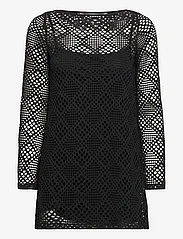 Mango - Geometric-pattern openwork dress - strikkede kjoler - black - 0