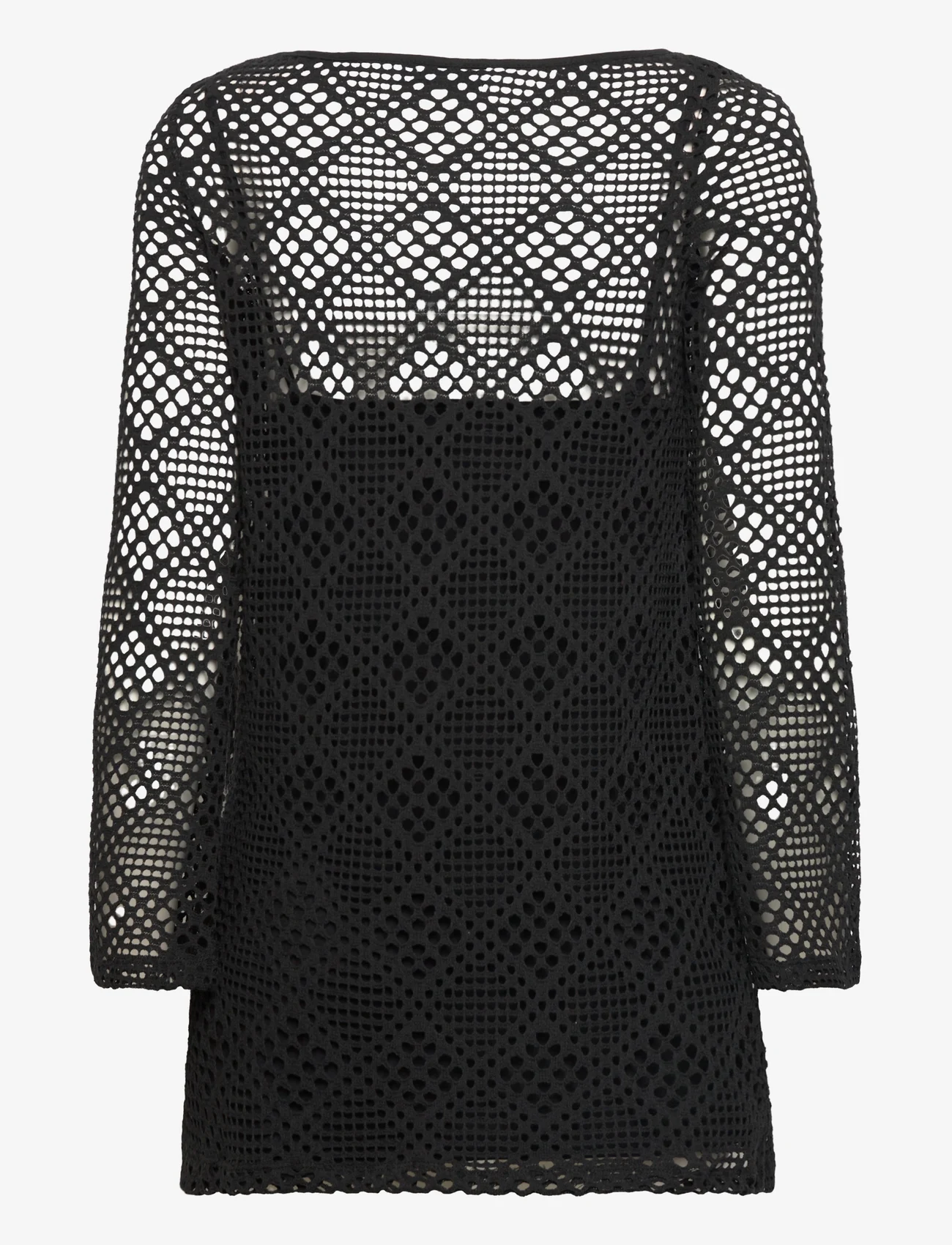 Mango - Geometric-pattern openwork dress - strikkede kjoler - black - 1