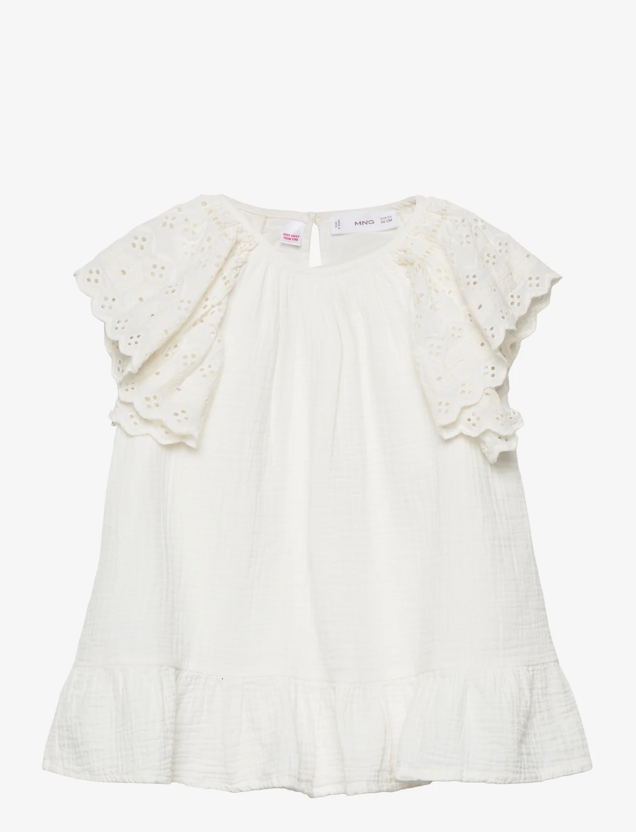 Mango - Embroidered cotton dress - kortärmade vardagsklänningar - white - 0