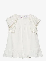 Mango - Embroidered cotton dress - kortærmede hverdagskjoler - white - 0
