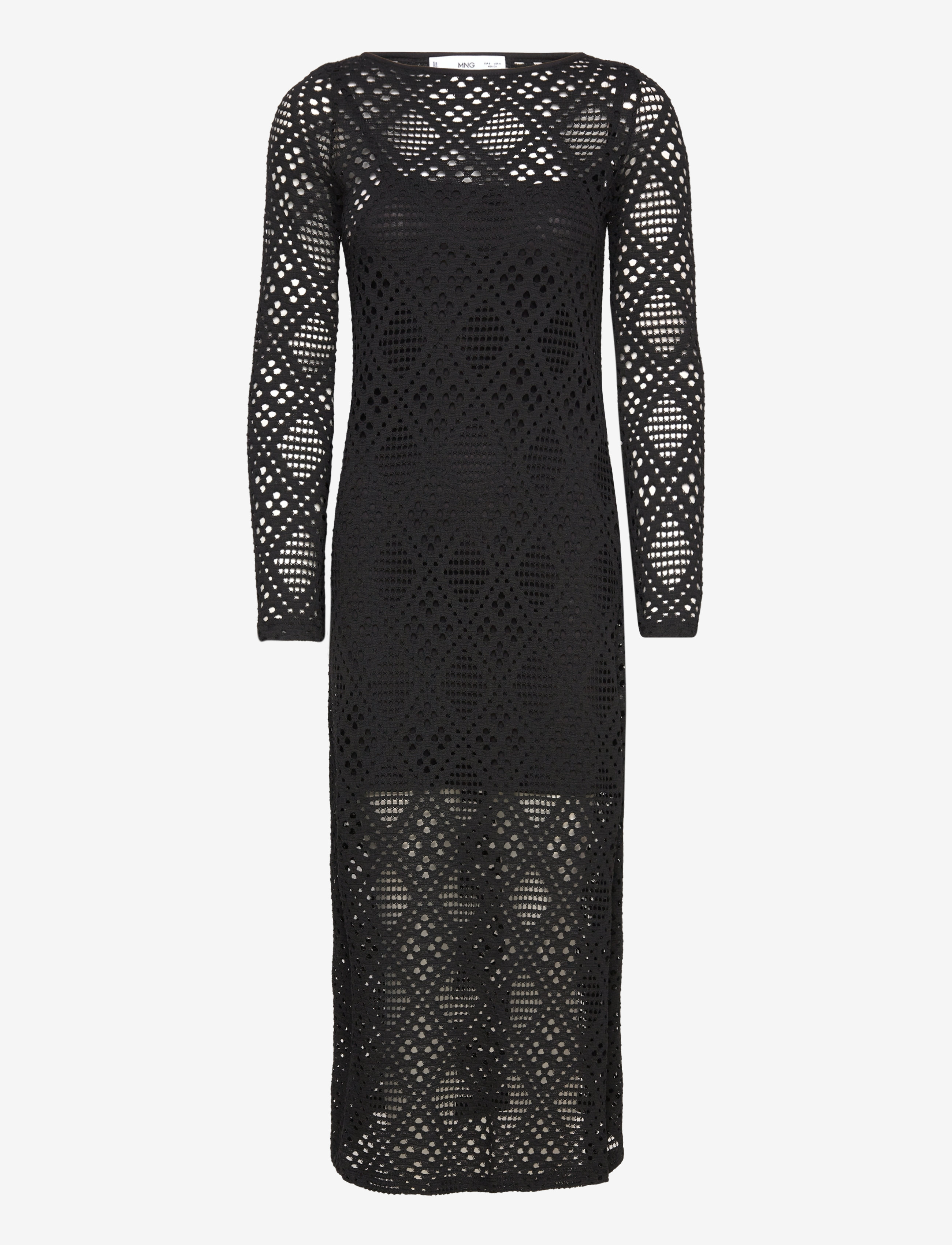 Mango Geometric-pattern openwork dress - Midiklänningar - BLACK / black