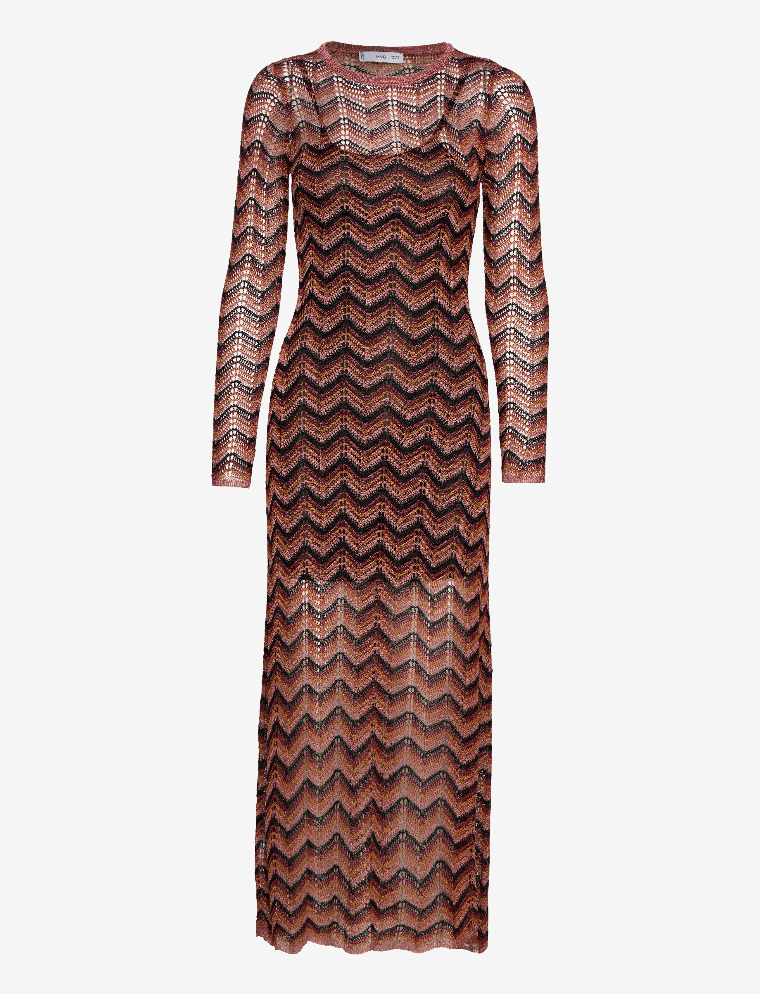 MANGO Lurex Strick Kleid Braun - L - Damen