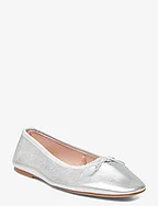 Bow leather ballerina - SILVER