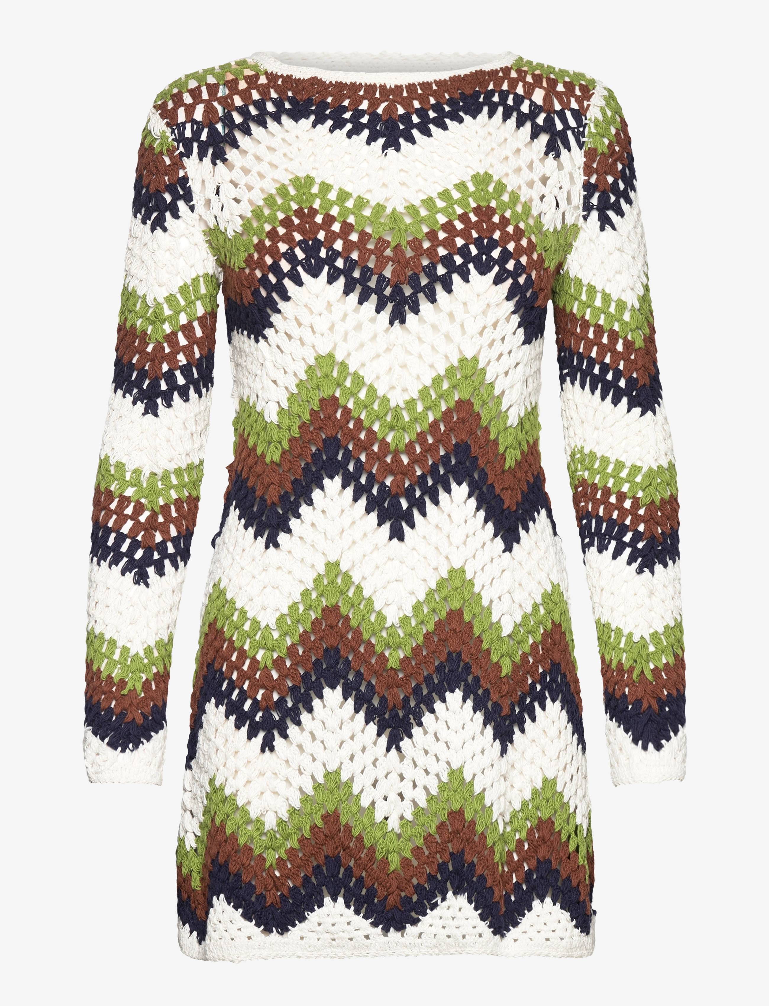 Mango Crochet mini dress - Kleider - WHITE / green
