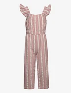 Striped cotton jumpsuit - RED