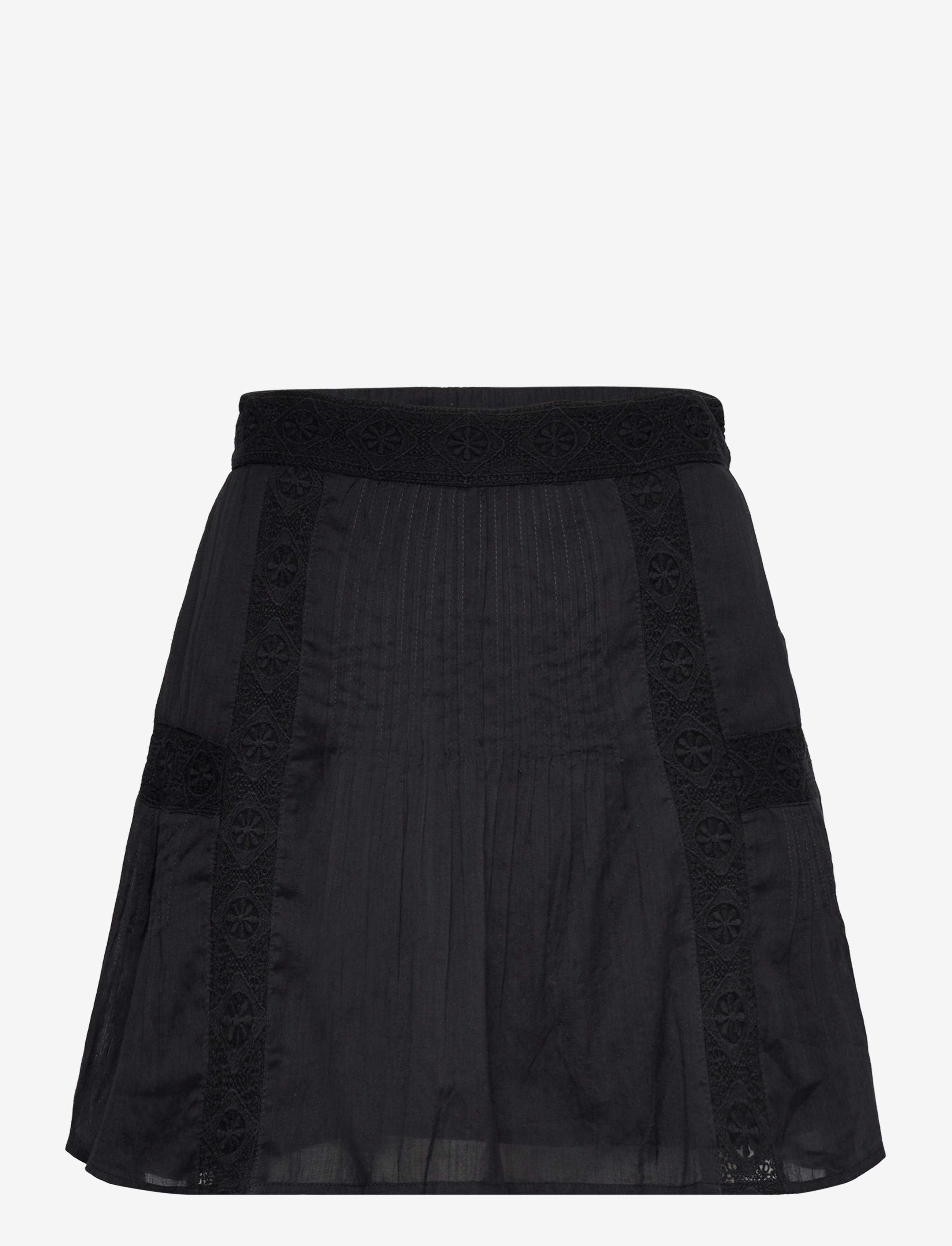 Mango Ruffled cotton skirt - Röcke - BLACK / black