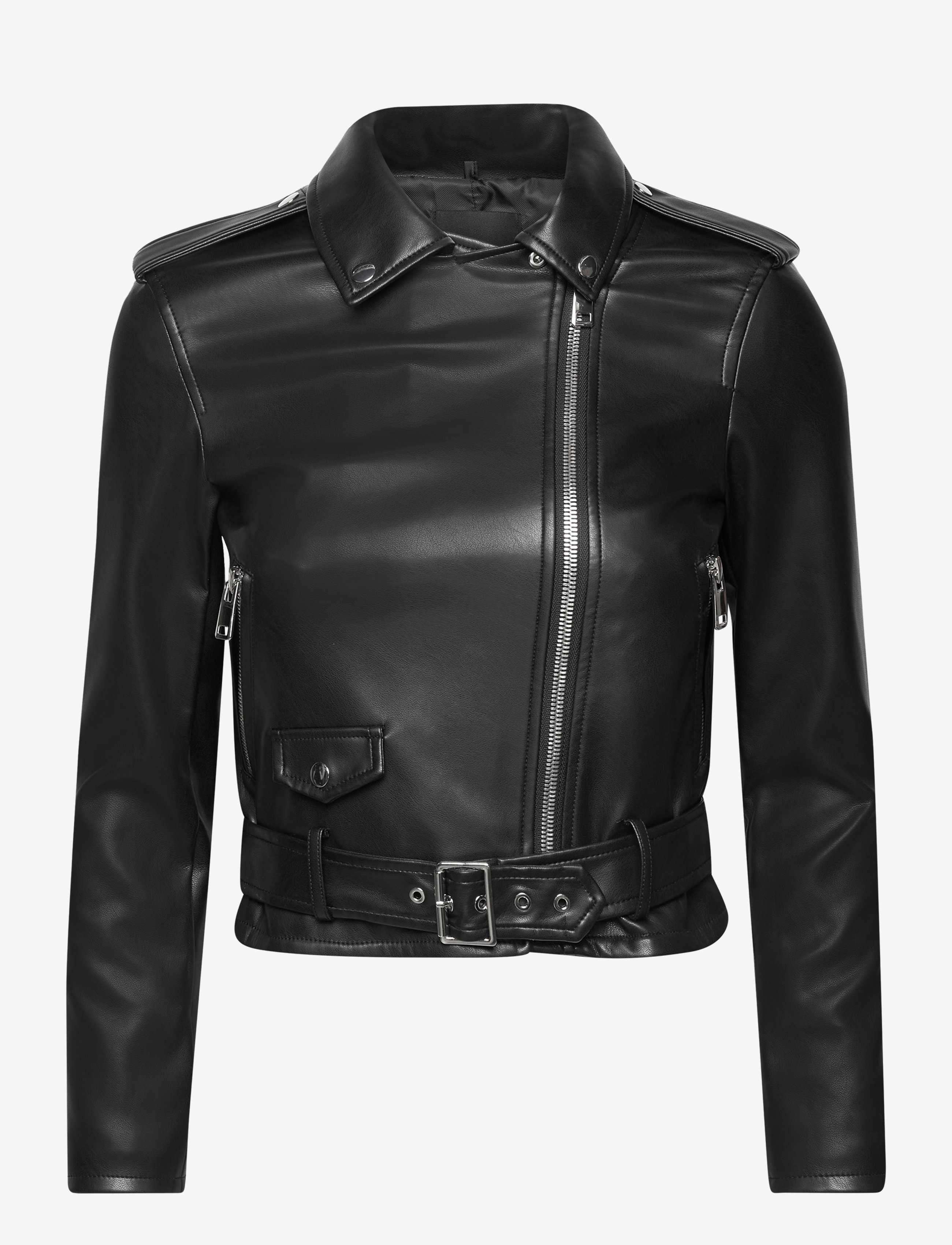 Mango - Faux-leather biker jacket - light beige - 2
