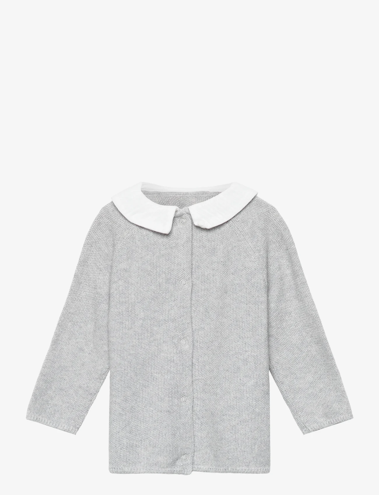 Mango - Camp-collar knit sweater - cardigans - medium grey - 0