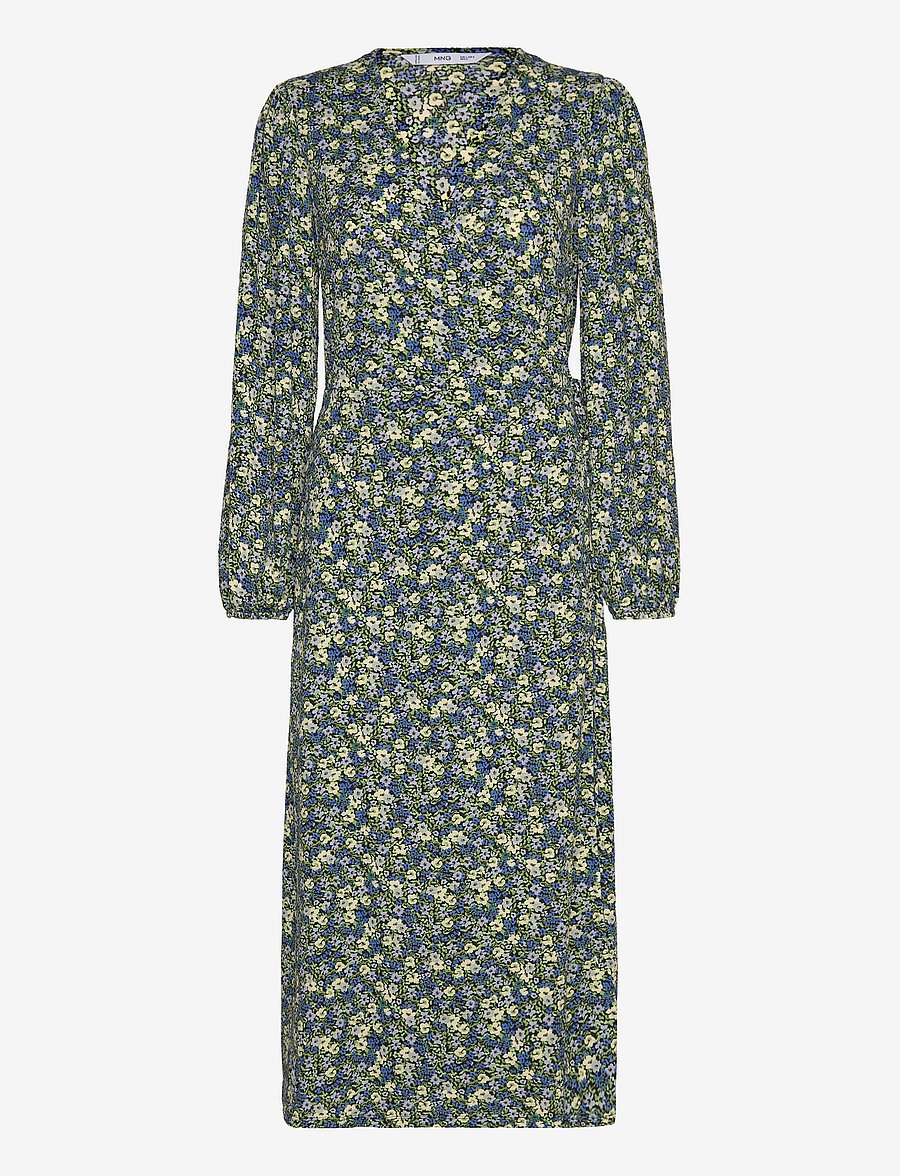 Mango - Printed cut-out detail dress - midiklänningar - medium blue - 0