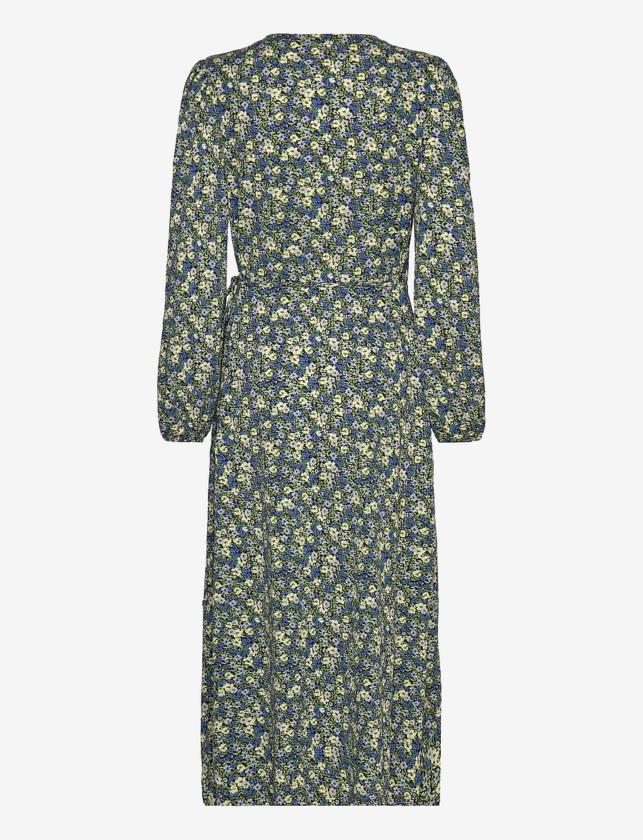 Mango - Printed cut-out detail dress - midiklänningar - medium blue - 1
